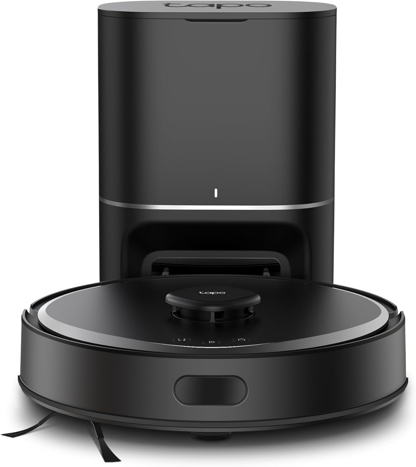 Tapo RV30 MAX plus Robot Aspiradora, Potencia De Succión Ultra De 5300 Pa Con Fregado, Base De Autovaciado Automático De 3 L, Navegación Lidar+Imu Avanzada, Control Por Voz Y Aplicación,Negro
