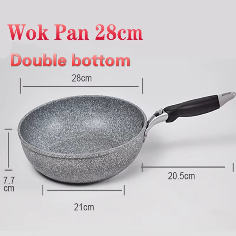 Frying Pan Wok Pan Non-Stick Pan Skillet Cauldron Induction Cooker Pot Pans Pancake Pan Egg Pan Gas Stove Home Garden