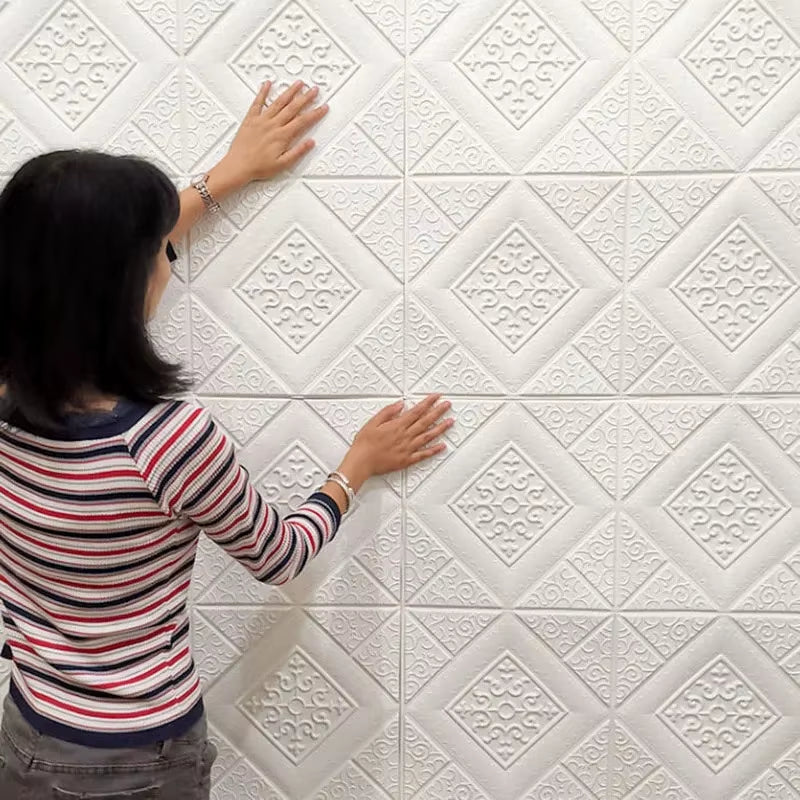 10 Pcs Ceiling Wallpaper 3D Waterproof Wall Stickers Adhesive Foam Wallpaper Wall Decoration Home Decoration