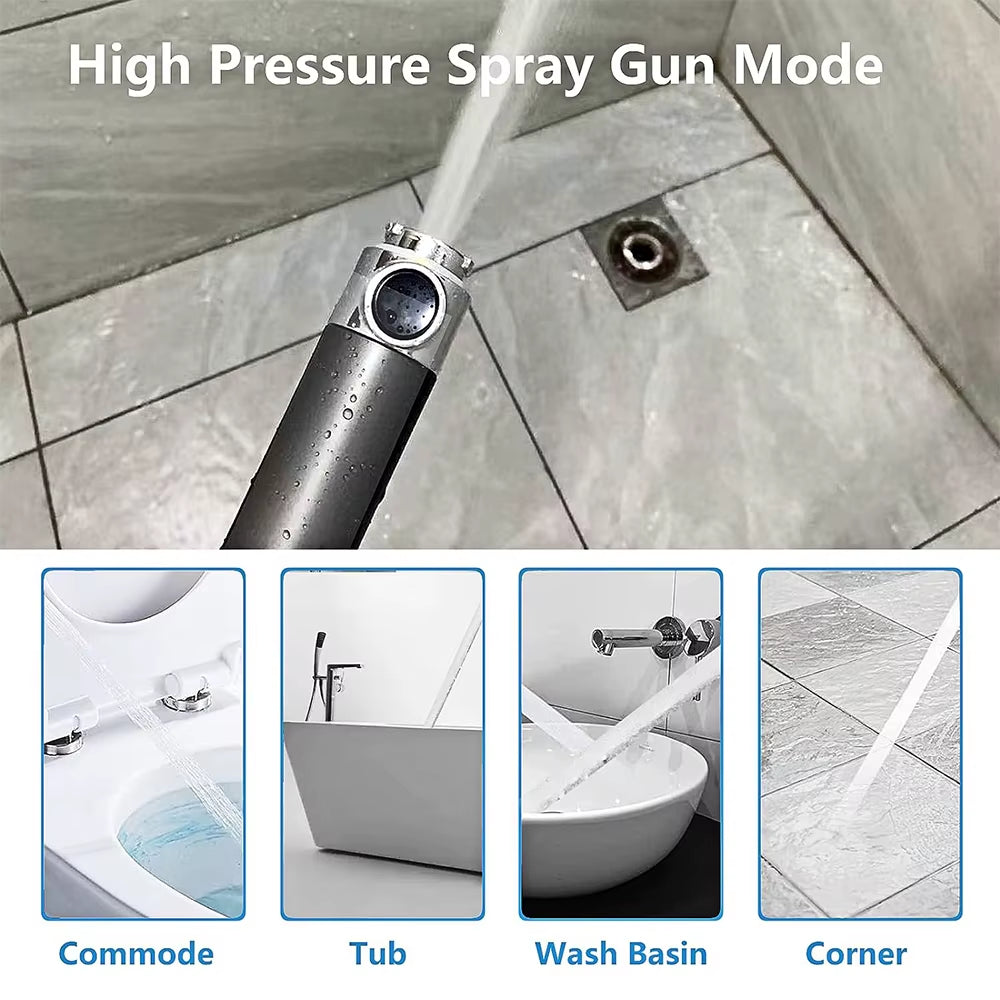 3 Modes Handheld Shower Head with Massage Brush Cotton Filters One-Click Stop Water Saving High Pressure Showerhead for Bathroom