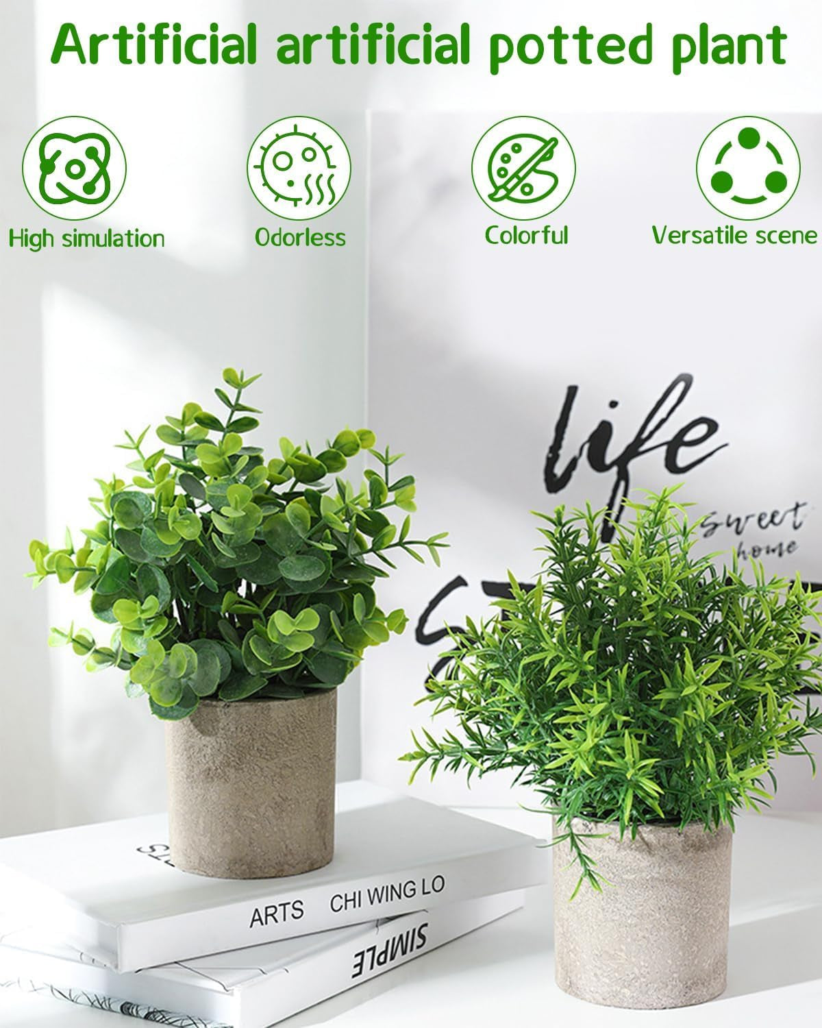 5 Pcs Plantas Artificiales Decorativas En Maceta, Hierba Suculenta De Arbustos De Imitación, Flor Falsa, Pequeña Planta Exterior Interior, Ideales Para La Decoración De La Casa