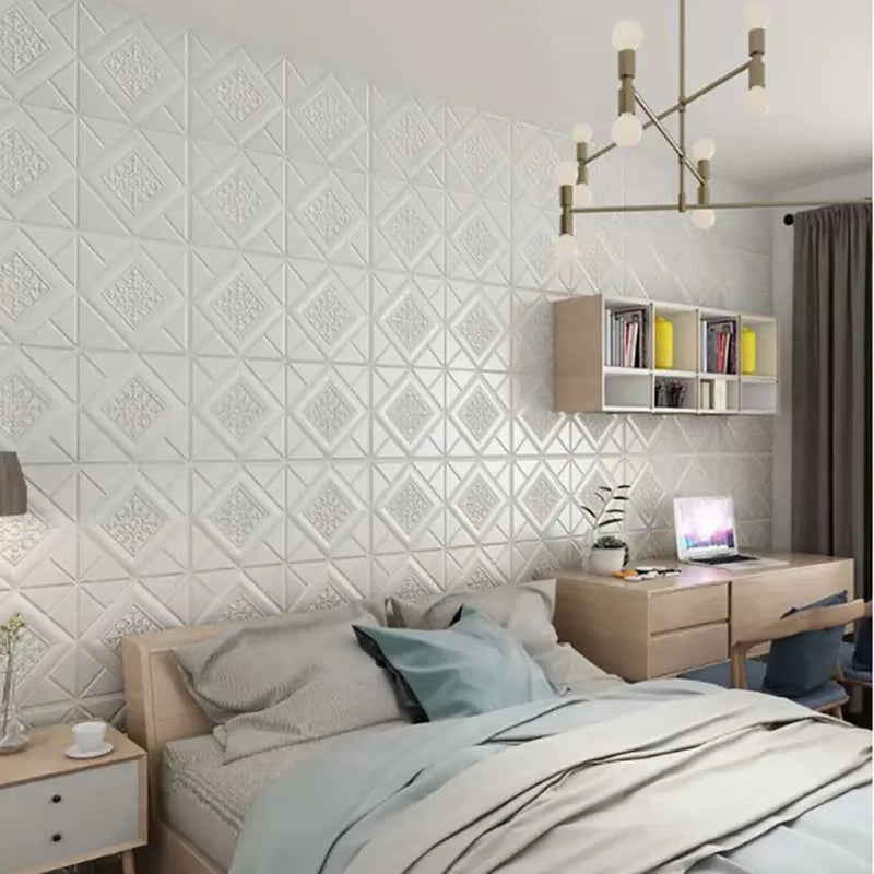 10 Pcs Ceiling Wallpaper 3D Waterproof Wall Stickers Adhesive Foam Wallpaper Wall Decoration Home Decoration