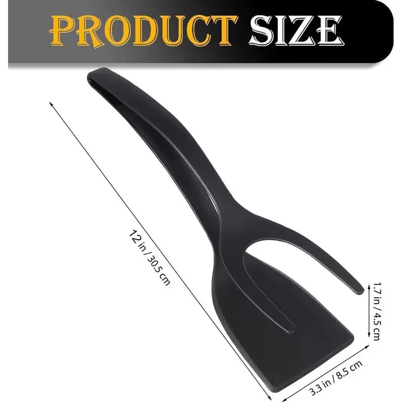 New 2 in 1 Grip Flip Spatula Tongs Egg Flipper Spatula Nylon Non Stick Coating Pancake Fish French Toast Omelet Making Tool