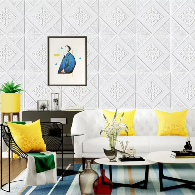 10 Pcs Ceiling Wallpaper 3D Waterproof Wall Stickers Adhesive Foam Wallpaper Wall Decoration Home Decoration