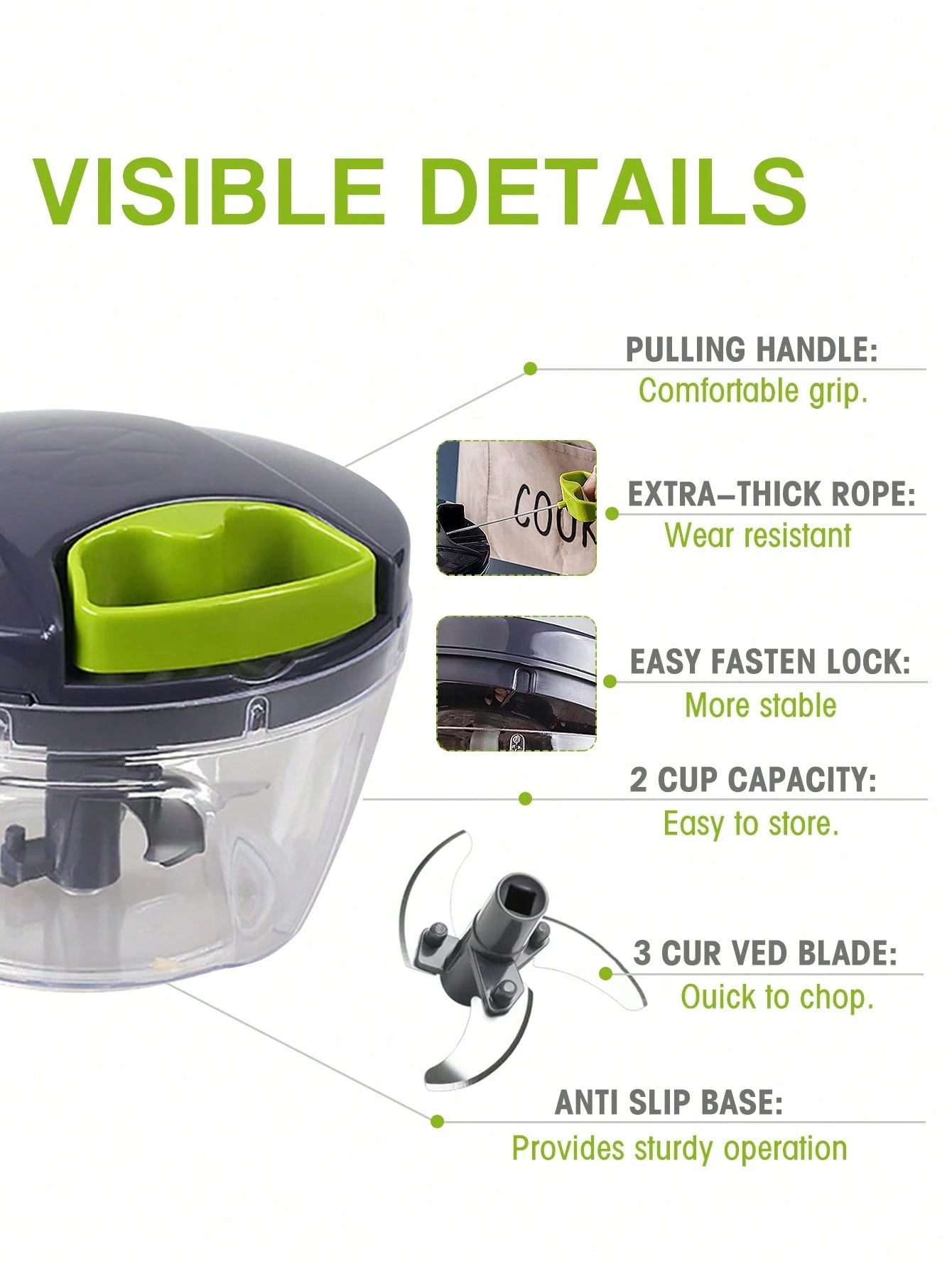 1Pc Kitchen Vegetable Chopper,Multi-Functional Manual Food Processor Vegetable Chopper, Portable Hand Pull String Garlic Mincer Onion Cutter for Veggies, Ginger, Fruits, Nuts, Herbs, Etc., (500Ml, 900Ml Two Sizes Available)Grey, Christmas