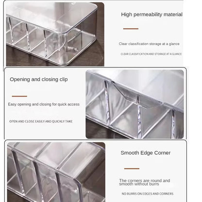 The Transparent Plastic Data Cable Storage Box Household Cable Mobilephone Charger Charging Cable Finishing Box Divided Grid Box