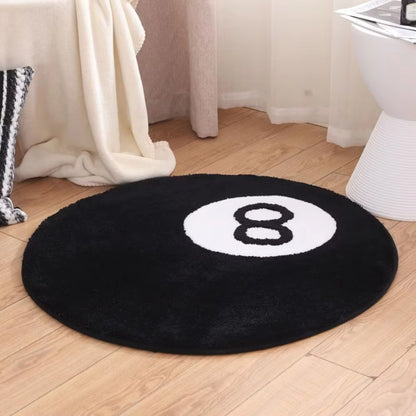 Billiards Black Eight Carpet Warmth Retention & Anti-Slip Bathroom Mat Bedroom Entrance & Bedside Rug Home Decor