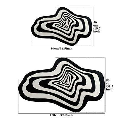 VIKAMA Trendy Creative Irregular Black and White Abstract Carpet for Living Room Coffee Table and Floor Mat Home Decoration