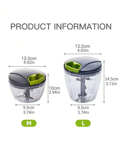 1Pc Kitchen Vegetable Chopper,Multi-Functional Manual Food Processor Vegetable Chopper, Portable Hand Pull String Garlic Mincer Onion Cutter for Veggies, Ginger, Fruits, Nuts, Herbs, Etc., (500Ml, 900Ml Two Sizes Available)Grey, Christmas