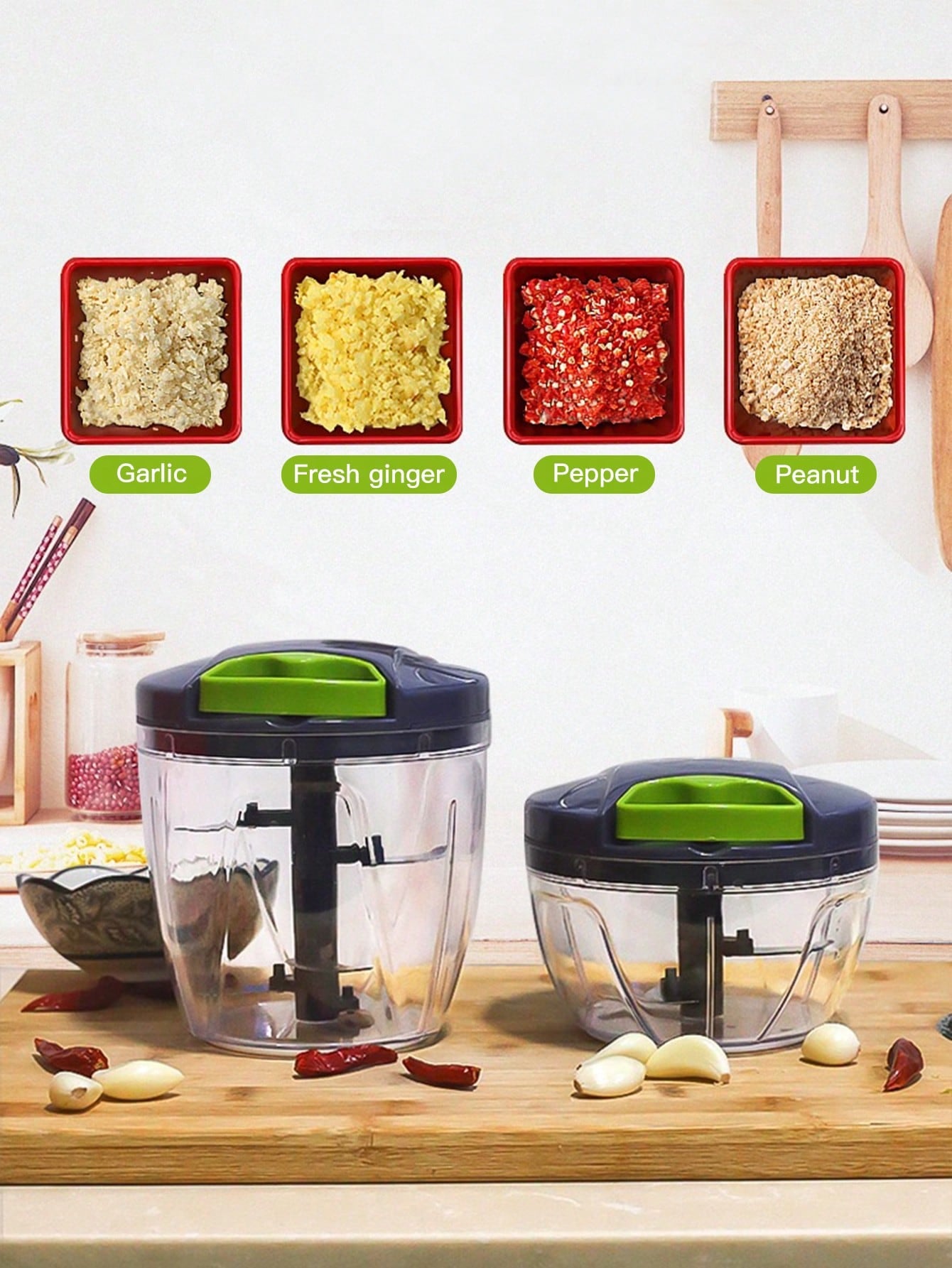 1Pc Kitchen Vegetable Chopper,Multi-Functional Manual Food Processor Vegetable Chopper, Portable Hand Pull String Garlic Mincer Onion Cutter for Veggies, Ginger, Fruits, Nuts, Herbs, Etc., (500Ml, 900Ml Two Sizes Available)Grey, Christmas