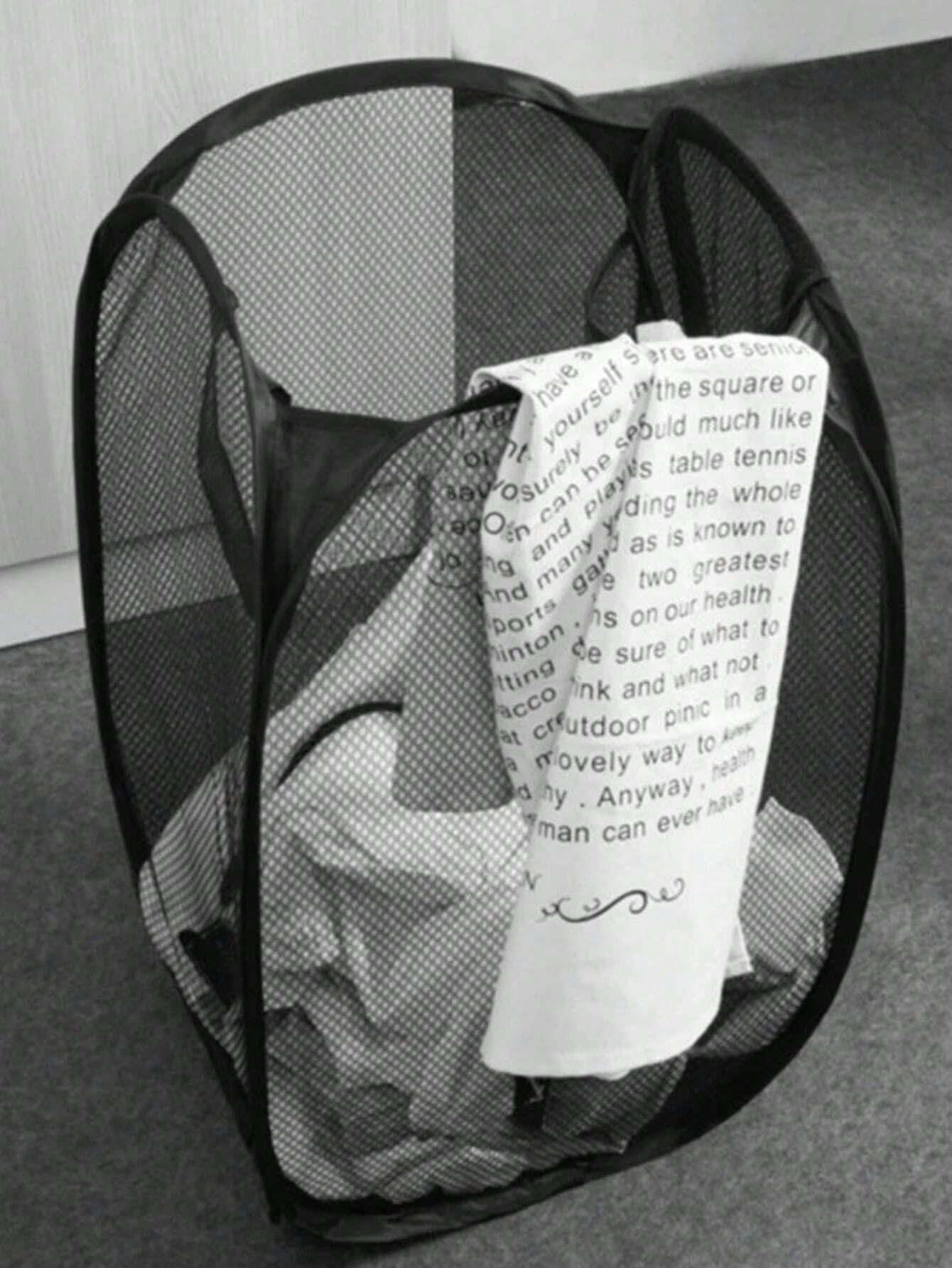 Black Foldable Laundry Hamper ,Large Capacity Mesh Basket with Handles & Multi-Pocket, Space Saving Closet Storage for Dorm/Apartment (Collapsible Design)