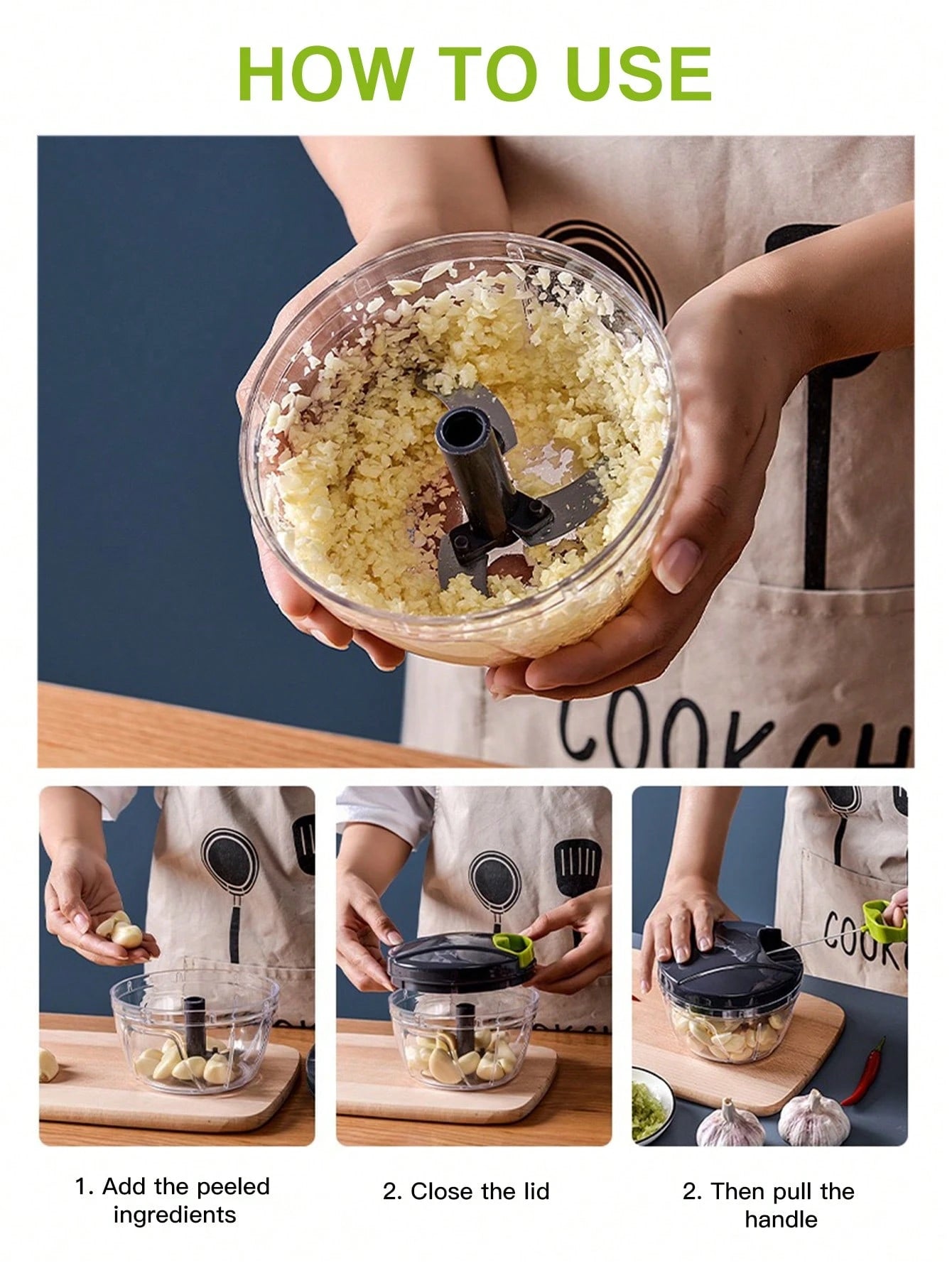 1Pc Kitchen Vegetable Chopper,Multi-Functional Manual Food Processor Vegetable Chopper, Portable Hand Pull String Garlic Mincer Onion Cutter for Veggies, Ginger, Fruits, Nuts, Herbs, Etc., (500Ml, 900Ml Two Sizes Available)Grey, Christmas