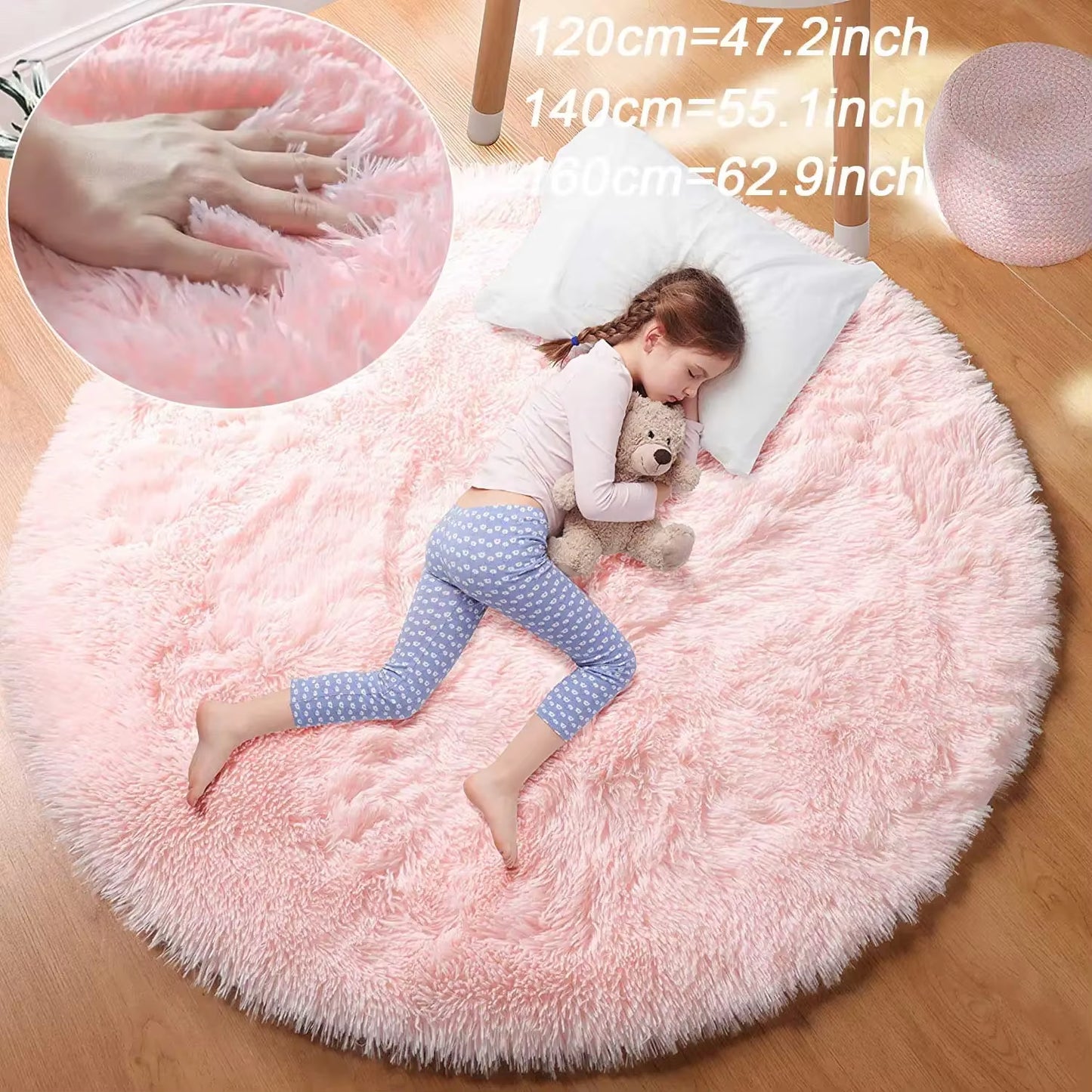 Super Soft Plush round Rug Mat Fluffy White Carpets for Living Room Home Decor Bedroom Kid Room Decoration Salon Thick Pile Rug