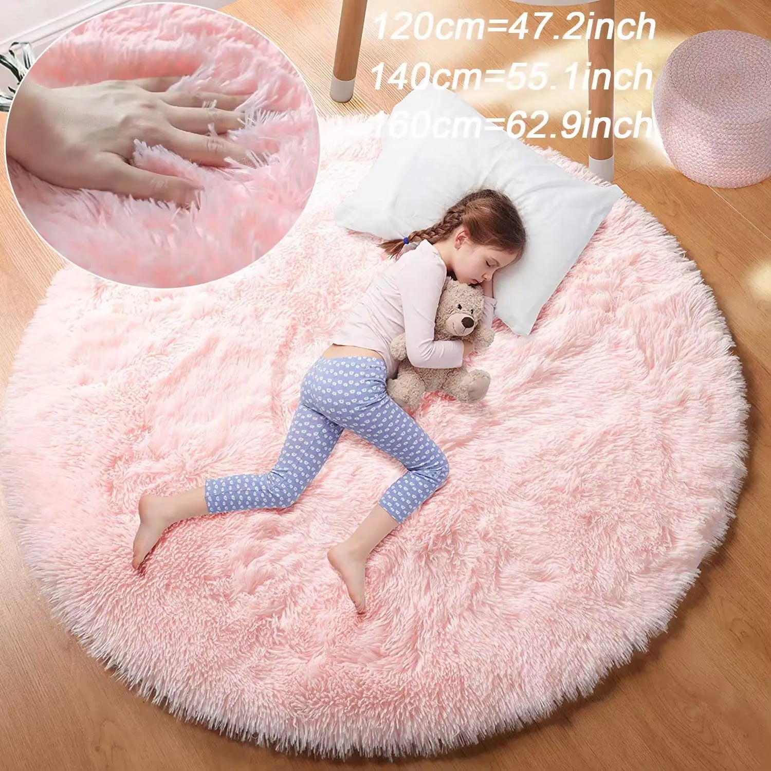 Super Soft Plush round Rug Mat Fluffy White Carpets for Living Room Home Decor Bedroom Kid Room Decoration Salon Thick Pile Rug