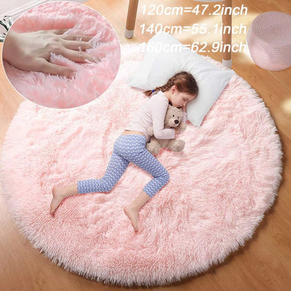 Super Soft Plush round Rug Mat Fluffy White Carpets for Living Room Home Decor Bedroom Kid Room Decoration Salon Thick Pile Rug