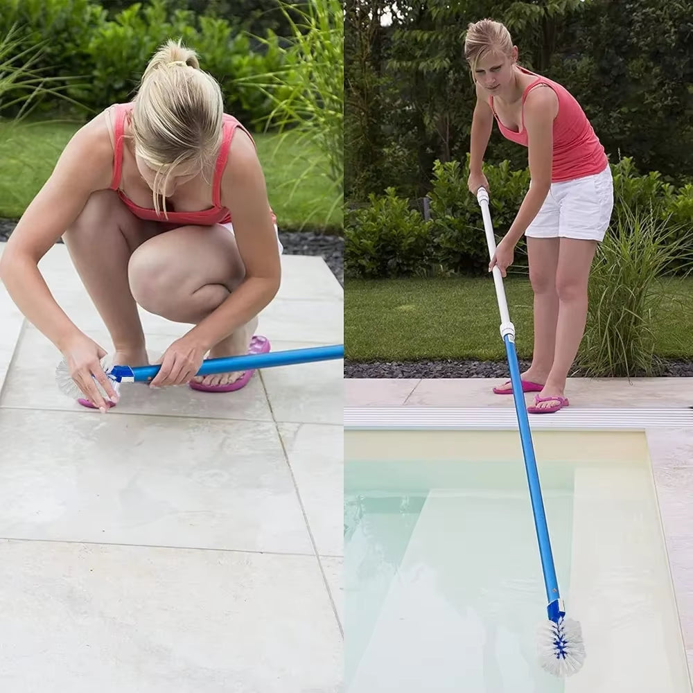 Swimming Pool Corner Cleaning with Circular Pool Steps, Bathtub, Tiles, and Corner Cleaning Accessories