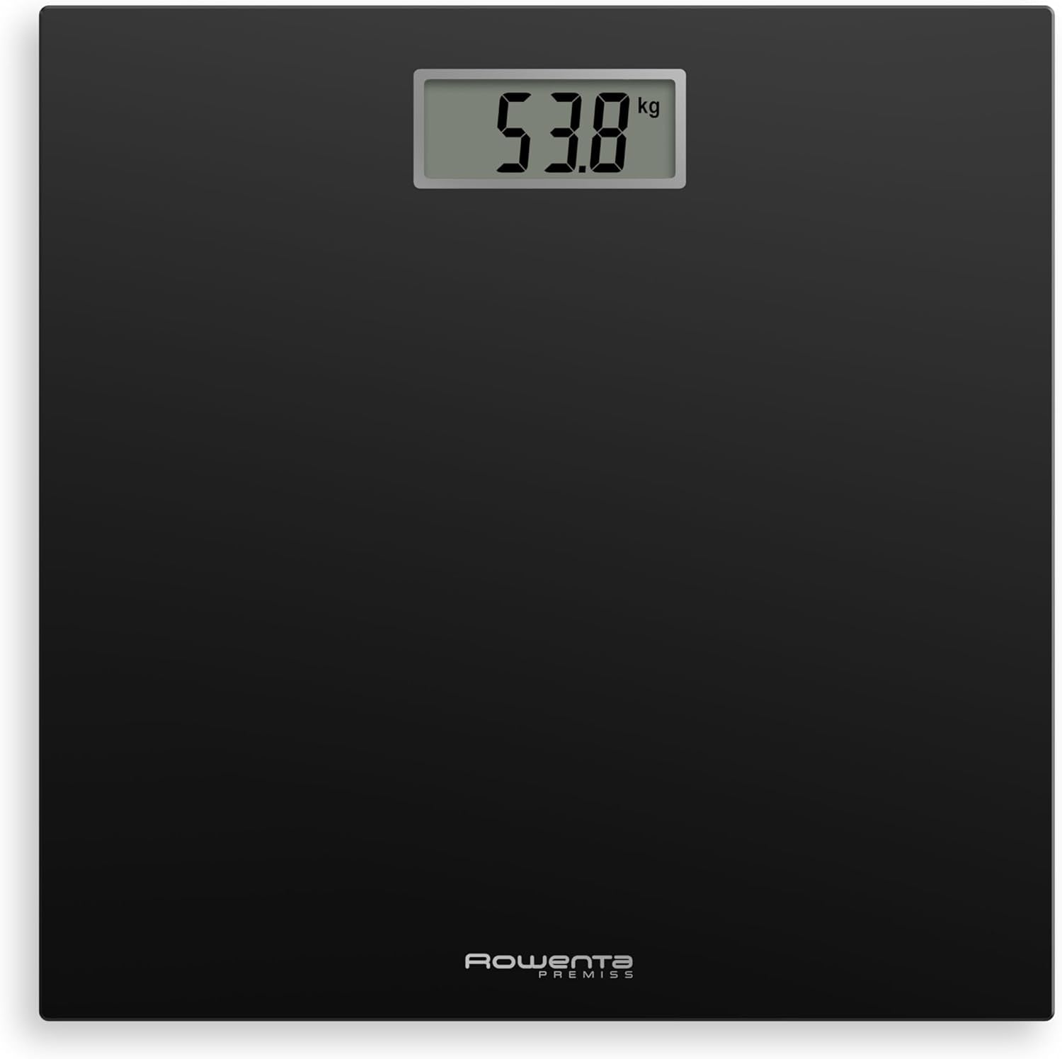 Rowenta BS1400 Premiss - Báscula De Baño Con Pantalla LCD, Diseño Fino De 2Cm De Alto, Hasta 150 Kg Y 100 Gr Precisión, Encendido Y Apagado Automático, Negro
