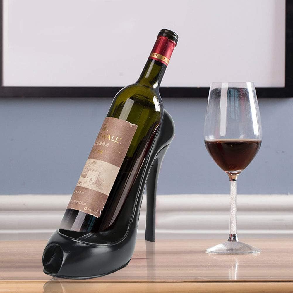 Ausla Botellero Decorativo De Resina Con Forma De Tacón Alto, Soporte Para Botellas De Vino, Para Salón De Cocina, Bar, Color Negro