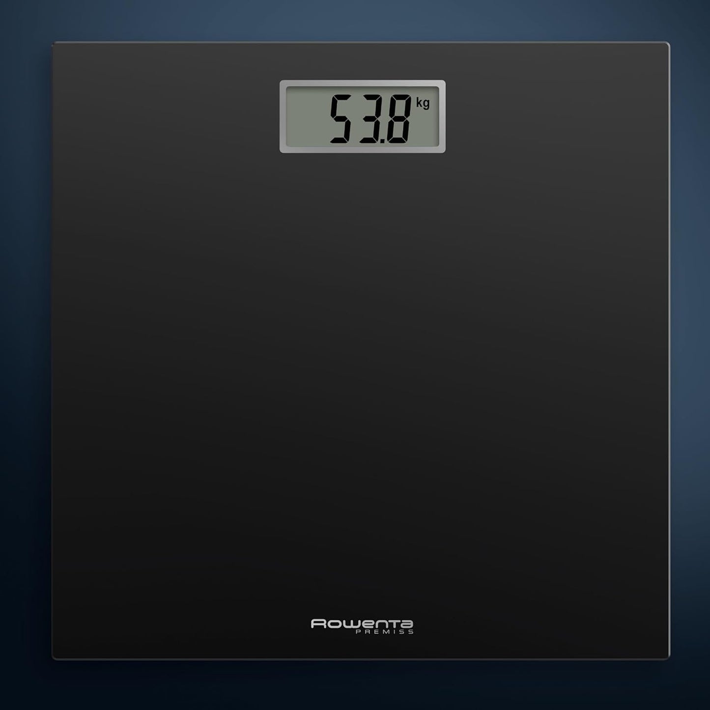 Rowenta BS1400 Premiss - Báscula De Baño Con Pantalla LCD, Diseño Fino De 2Cm De Alto, Hasta 150 Kg Y 100 Gr Precisión, Encendido Y Apagado Automático, Negro