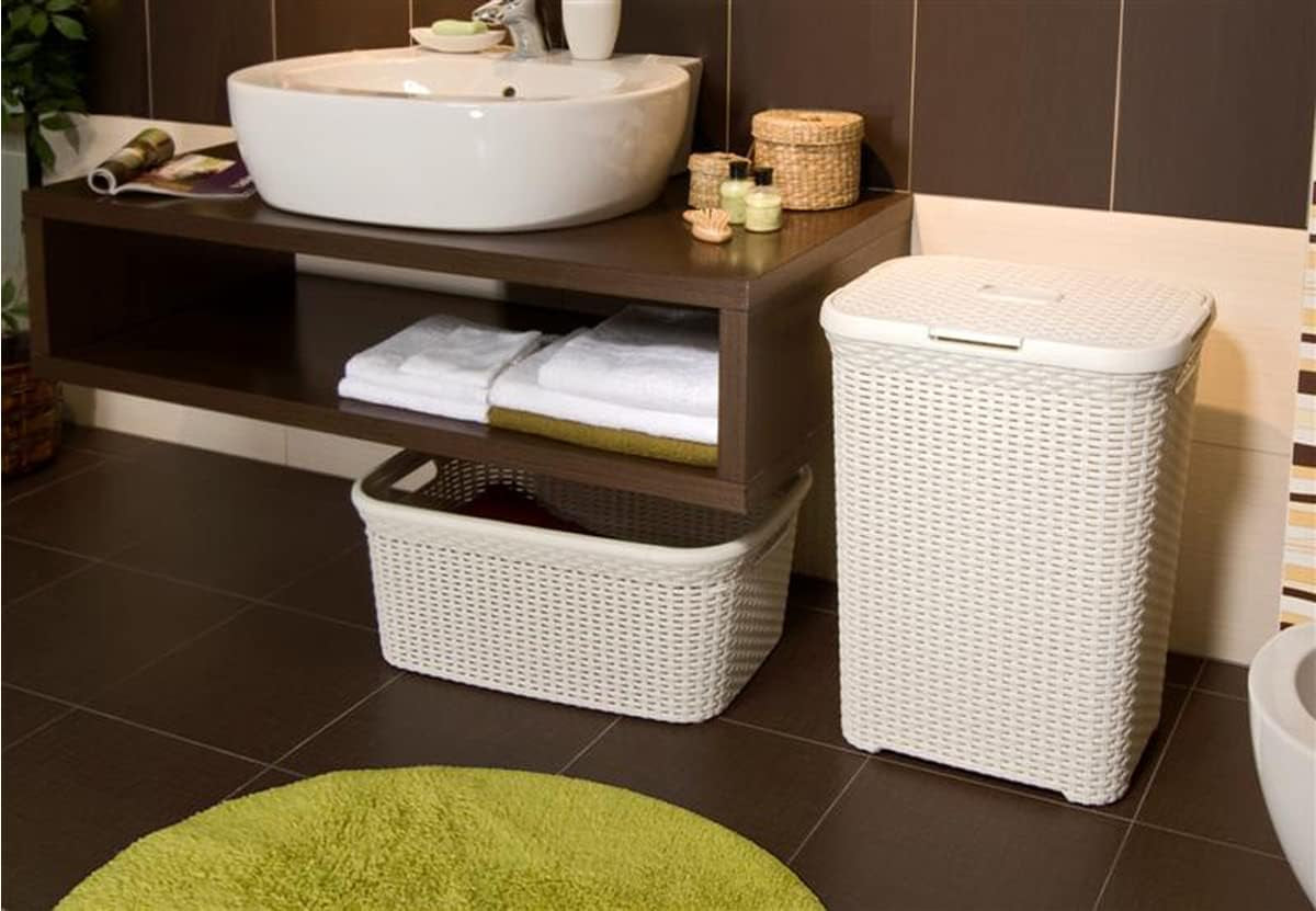 CURVER 187492 - Cesta Natural Style, Blanco, 59.2X38X27 Cm/ 57.2X36X25 Cm