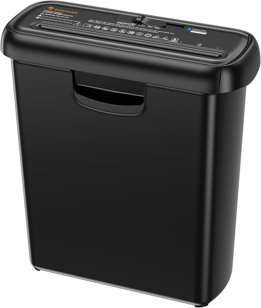 Bonsaii Trituradora De Papel Y Tarjetas, Con Corte En Tiras Y Contenedor Desmontable, Hasta 6 Hojas, Nivel De Seguridad P2, Capacidad De 9 Litros, Destructora De Papel Para Casa(S123-A)