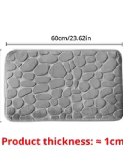 1Pc Memory Foam Embossed Velvet Carpet Bathroom Living Room Non-Slip Mat Cobblestone Floor Mat Home Furnishings