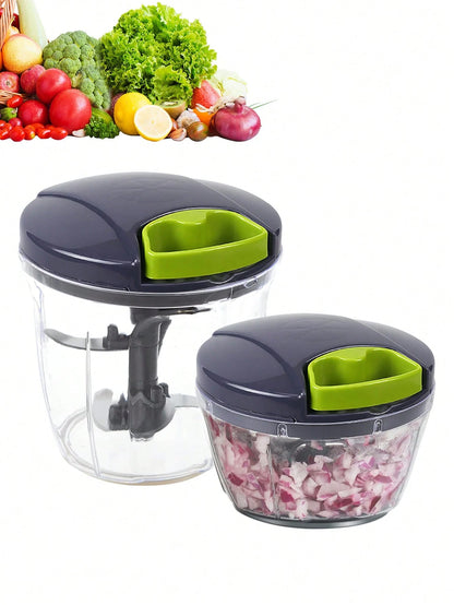 1Pc Kitchen Vegetable Chopper,Multi-Functional Manual Food Processor Vegetable Chopper, Portable Hand Pull String Garlic Mincer Onion Cutter for Veggies, Ginger, Fruits, Nuts, Herbs, Etc., (500Ml, 900Ml Two Sizes Available)Grey, Christmas