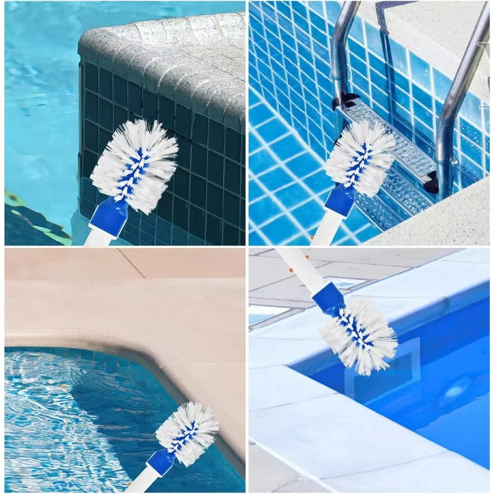 Swimming Pool Corner Cleaning with Circular Pool Steps, Bathtub, Tiles, and Corner Cleaning Accessories
