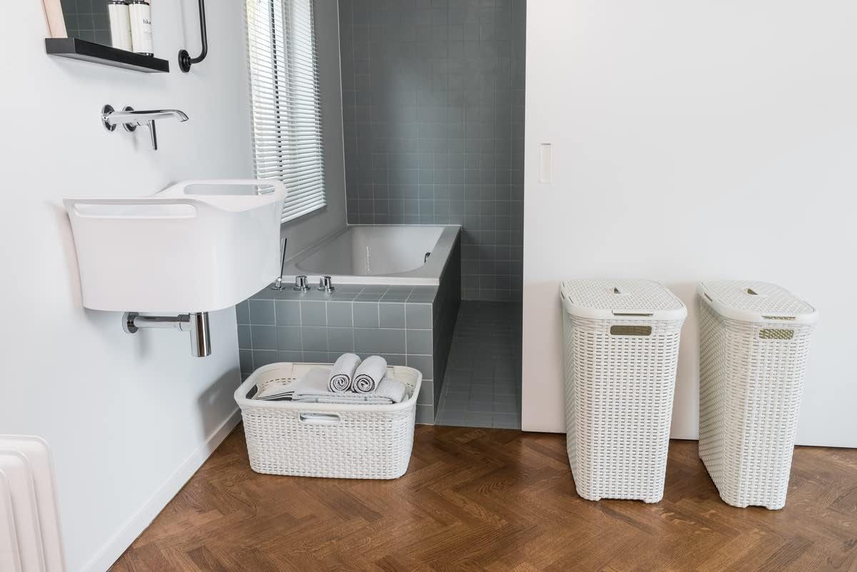 CURVER 187492 - Cesta Natural Style, Blanco, 59.2X38X27 Cm/ 57.2X36X25 Cm