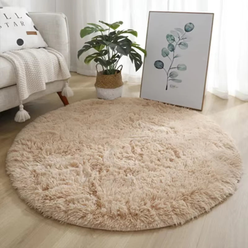 Super Soft Plush round Rug Mat Fluffy White Carpets for Living Room Home Decor Bedroom Kid Room Decoration Salon Thick Pile Rug