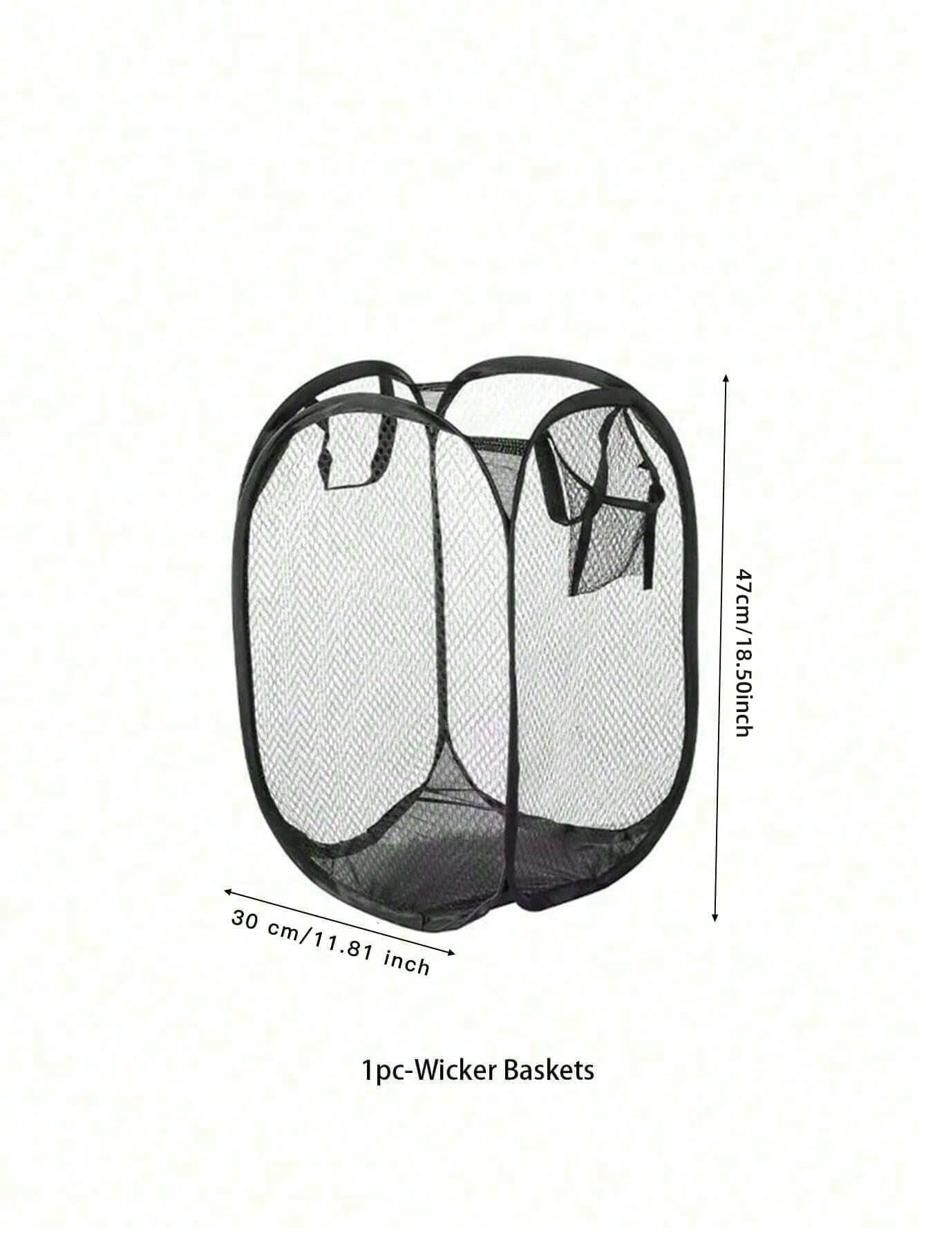 Black Foldable Laundry Hamper ,Large Capacity Mesh Basket with Handles & Multi-Pocket, Space Saving Closet Storage for Dorm/Apartment (Collapsible Design)