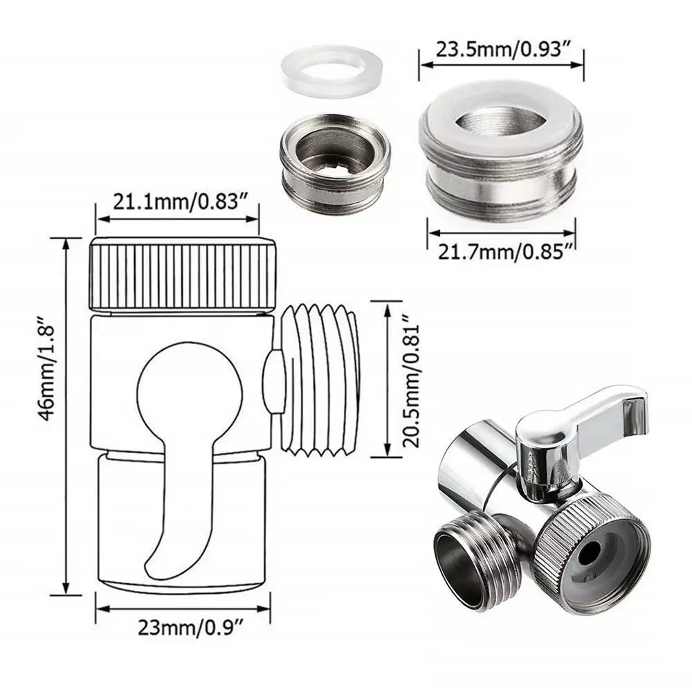 Switch Faucet Adapter 3 Way Tee Connector Shower Head Diverter Valve Home Improvement Shower Faucets Water Separator