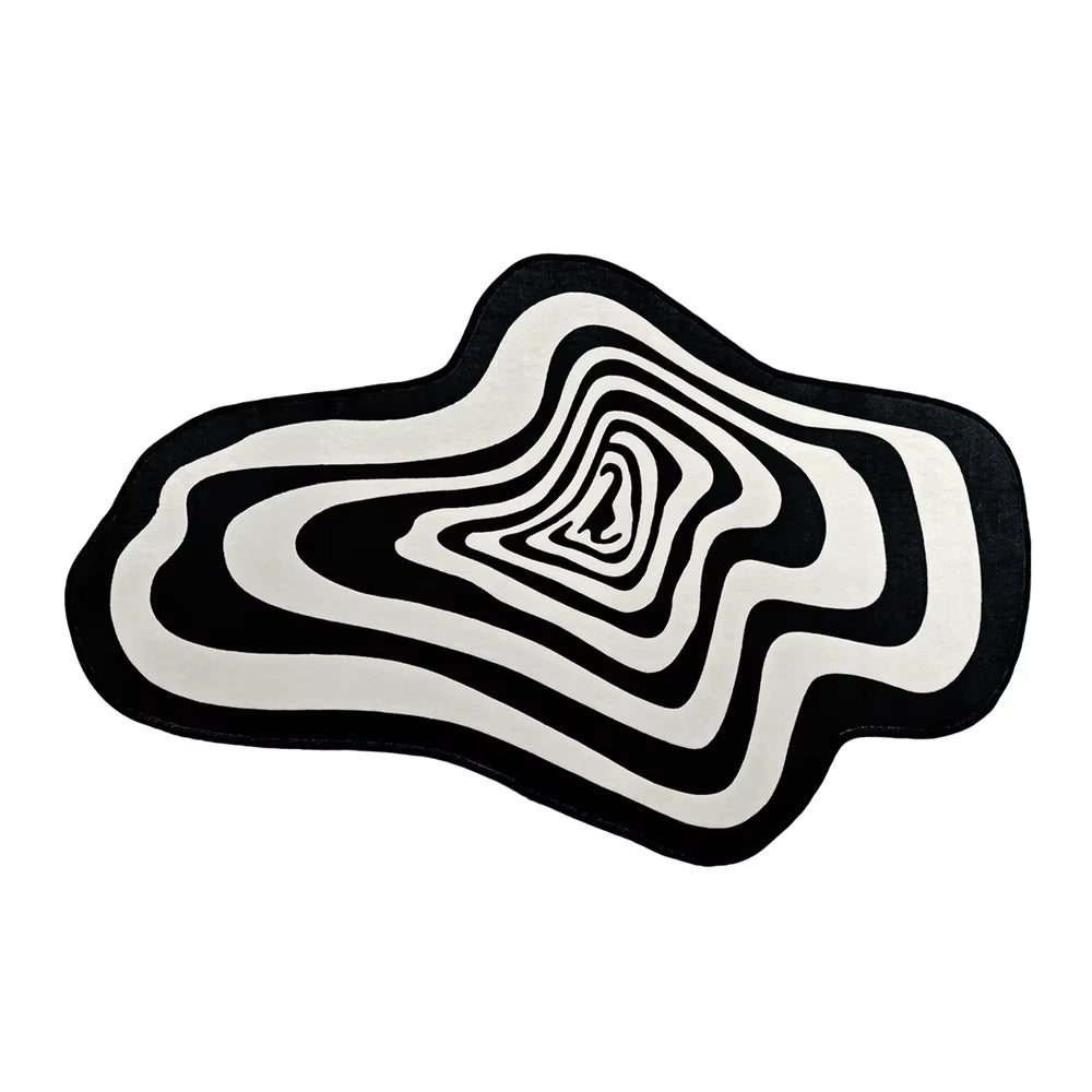 VIKAMA Trendy Creative Irregular Black and White Abstract Carpet for Living Room Coffee Table and Floor Mat Home Decoration