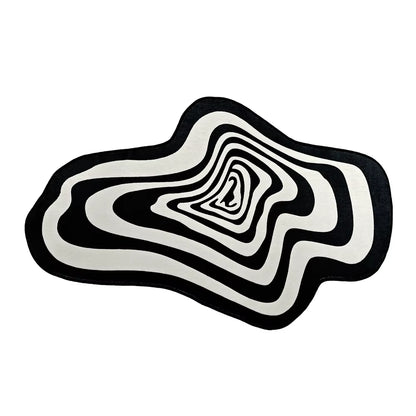 VIKAMA Trendy Creative Irregular Black and White Abstract Carpet for Living Room Coffee Table and Floor Mat Home Decoration