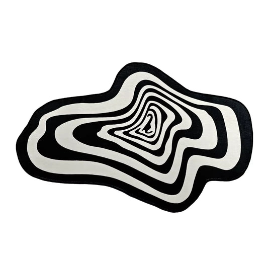 VIKAMA Trendy Creative Irregular Black and White Abstract Carpet for Living Room Coffee Table and Floor Mat Home Decoration