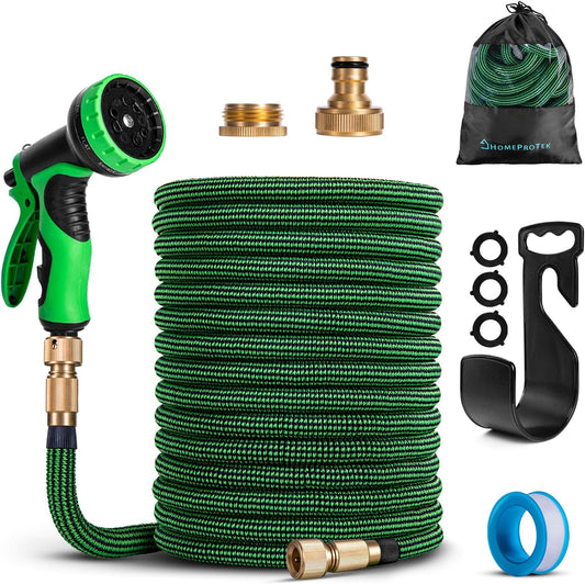 HOMEPROTEK - Manguera Extensible 30 Metros - Manguera Jardin Con Pistola Riego De 9 Funciones - Manguera Jardin Enrollable Para Riego De Jardin Con Conectores De Latón De 1/2" Y 3/4" Garden Hose
