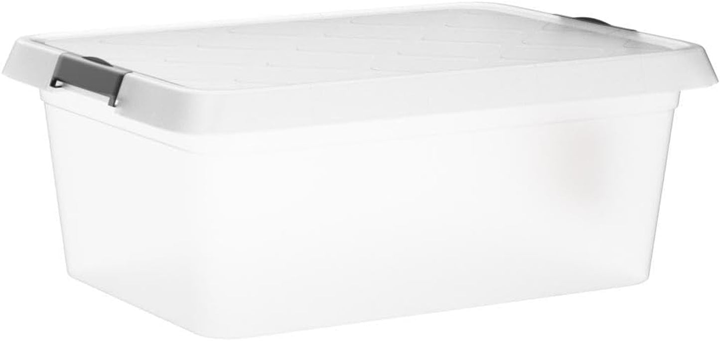 ATHLON TOOLS 4 Cajas De Almacenamiento De 12.5 L Con Tapa, Aptas Para Alimentos, Clips De Cierre, Caja De Plástico 100% Transparente, Cajas De Ropa Apilables