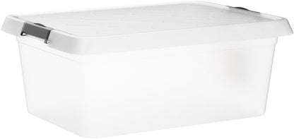 ATHLON TOOLS 4 Cajas De Almacenamiento De 12.5 L Con Tapa, Aptas Para Alimentos, Clips De Cierre, Caja De Plástico 100% Transparente, Cajas De Ropa Apilables