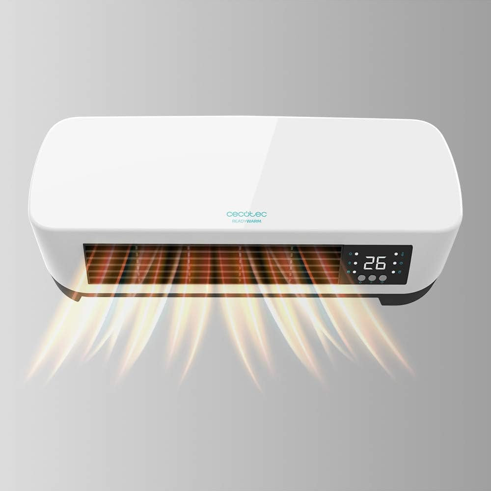 Cecotec Calefactor Eléctrico Bajo Consumo Cerámico Ready Warm 5200 Box Ceramic. 2000 W, Pantalla Digital, IPX2, Temporizador, 3 Modos, Protección Sobrecalentamiento, Mando a Distancia