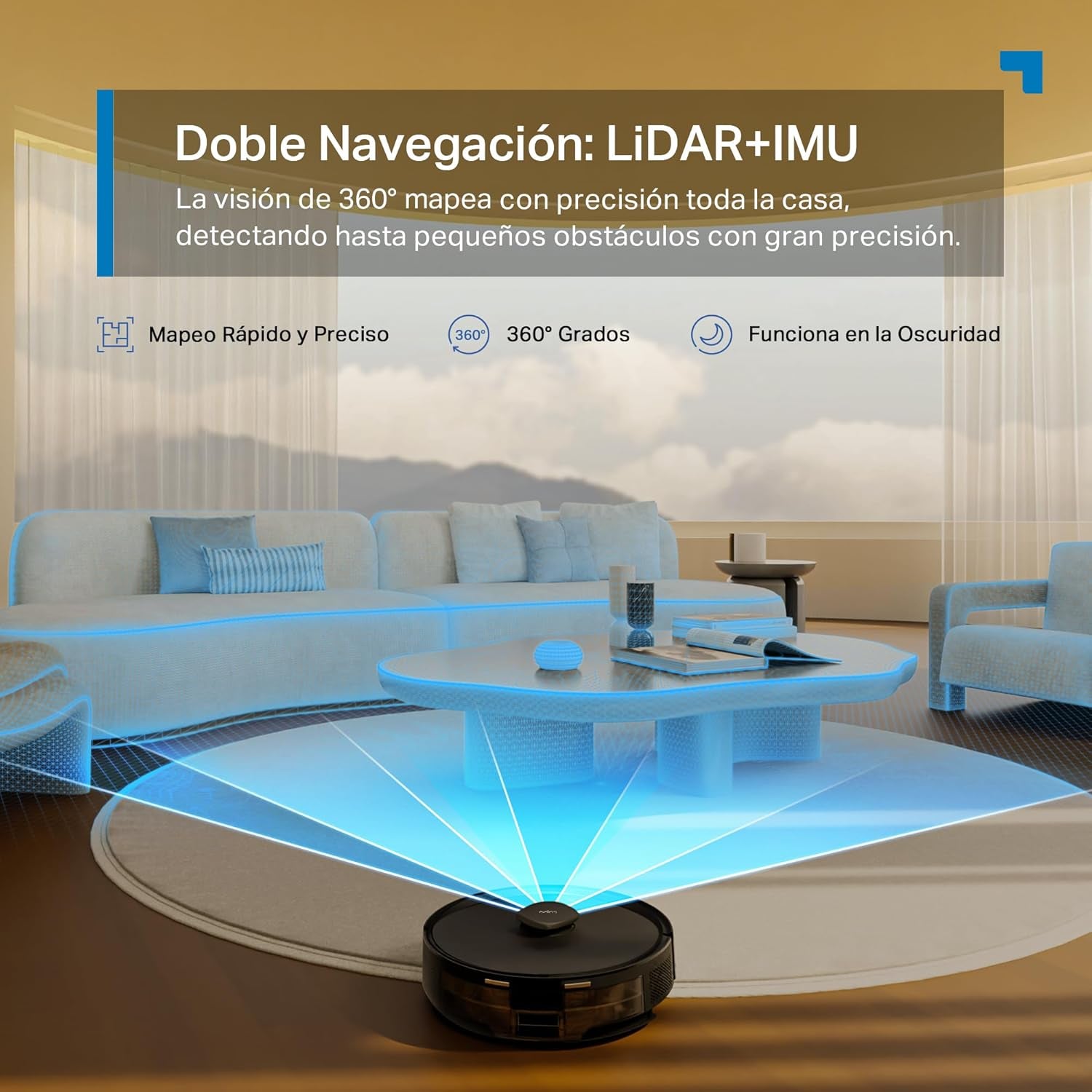 Tapo RV30 MAX plus Robot Aspiradora, Potencia De Succión Ultra De 5300 Pa Con Fregado, Base De Autovaciado Automático De 3 L, Navegación Lidar+Imu Avanzada, Control Por Voz Y Aplicación,Negro