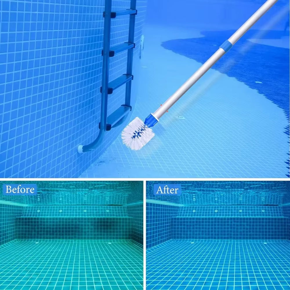 Swimming Pool Corner Cleaning with Circular Pool Steps, Bathtub, Tiles, and Corner Cleaning Accessories