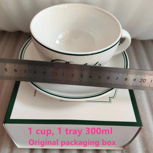 Medieval Green Cafe Ceramic Vintage Afternoon Tea Coffee Cup Dim Sum Plate Tableware Set Dinner Set Original Packaging Box