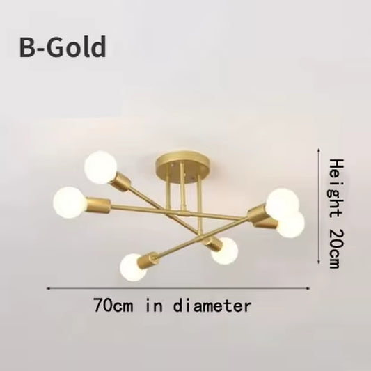 Nordic Minimalist Pendant Light Ceiling Lamp LED Chandelier Suitable for Bedrooms Living Rooms Black Gold Lighting Decoration